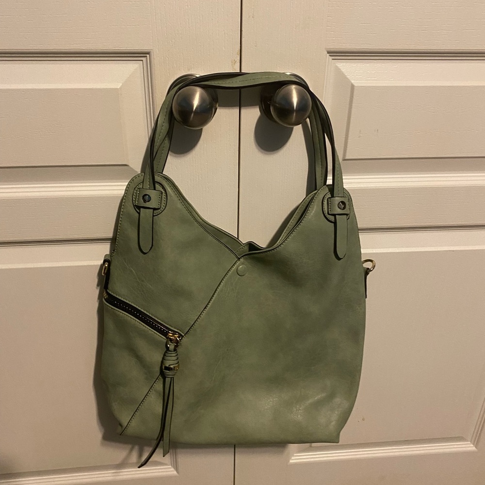Green Leather Tote Bag